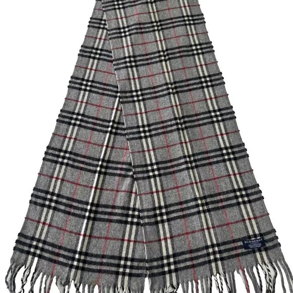 Burberry Classic Check Scarf Grey 100% Lambswool Unisex Scarf Made In England - Picture 1 of 8